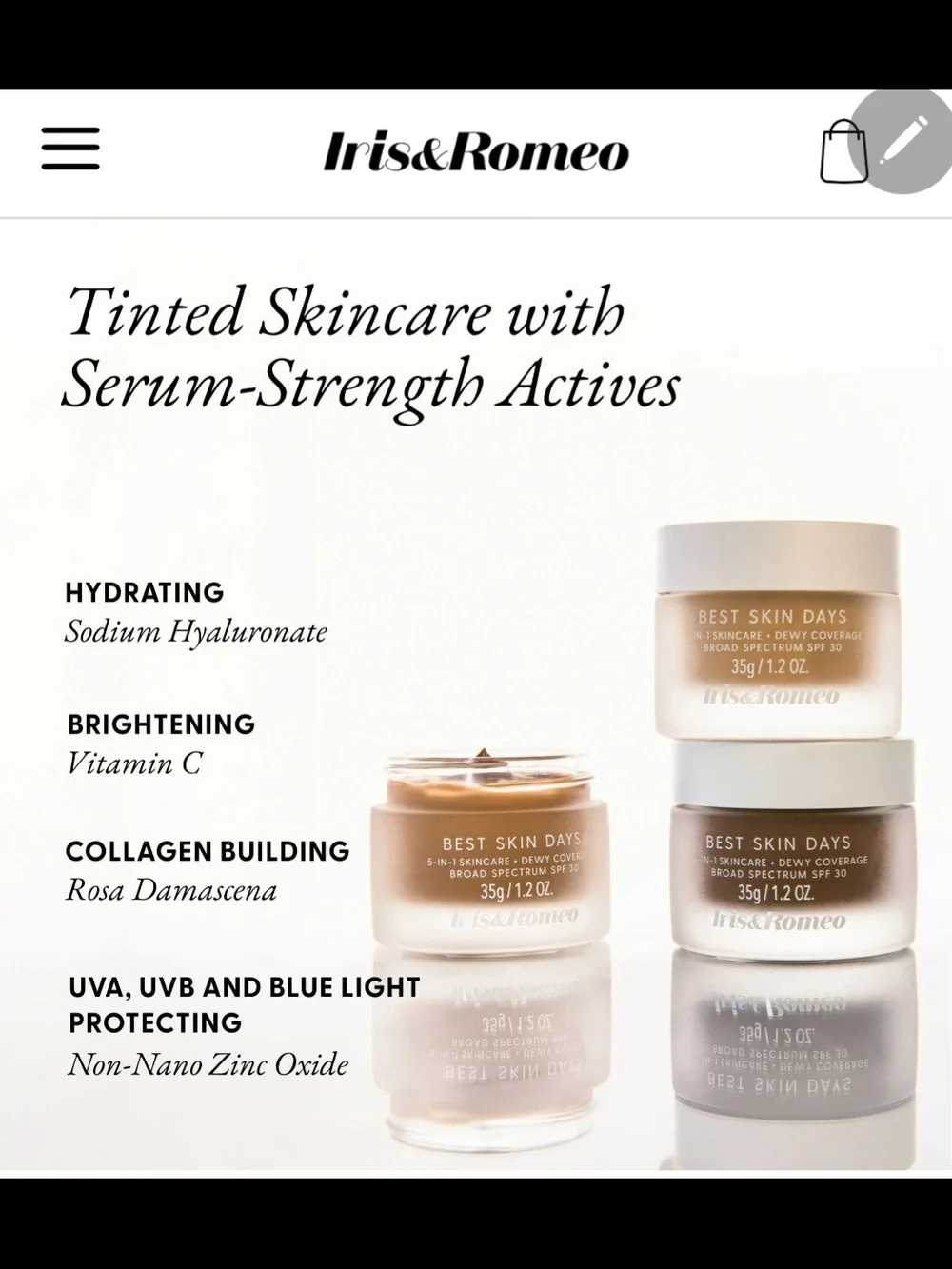 Iris & Romeo Best Skin Days Dewy Coverage SPF 30 Broad Spectrum- Shade 8